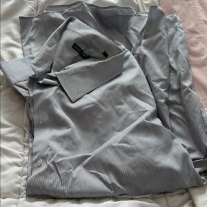 Men's Striped Dress Shirt - Grey/White